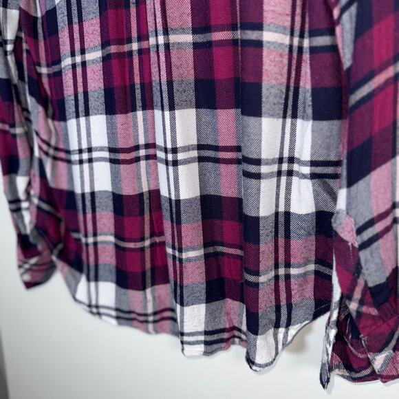 Rails Hunter Plaid Shirt Women’s Medium Rayon Button Down Navy/Burgundy Flannel - Picture 10 of 16